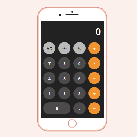 Javascript Calculator styled as rosegold iPhone