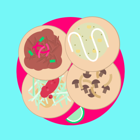 pure css plate of 4 tacos